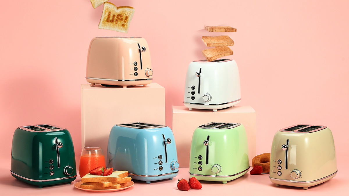 2 slice toaster 825w 6 browning levels with removable tray colorful ST028 - homemagics.com 2 slice toaster 825w 6 browning levels with removable tray colorful ST028 - homemagics.com